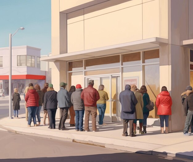 Foto ongeduldige shoppers wachten op de opening van de winkel