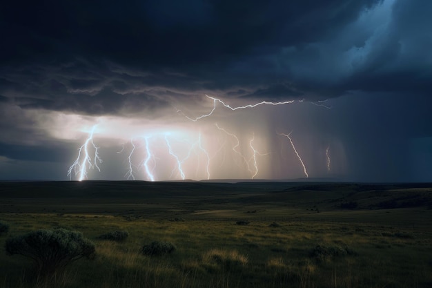 Ongelofelijk natuurspektakel Power Thunder Lightning verf de lucht met dramatische flitsen brult