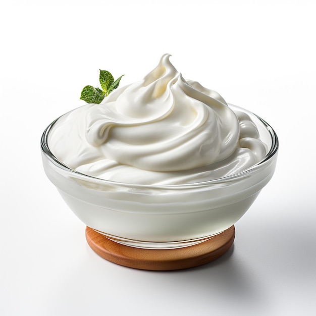 Ongerepte witte weergave van romige yoghurt