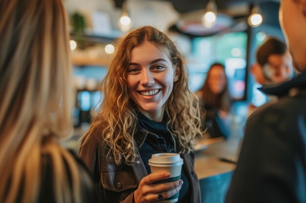 Foto ongevallen gesprekken professionele vrouw sociale gesprekken bij koffie