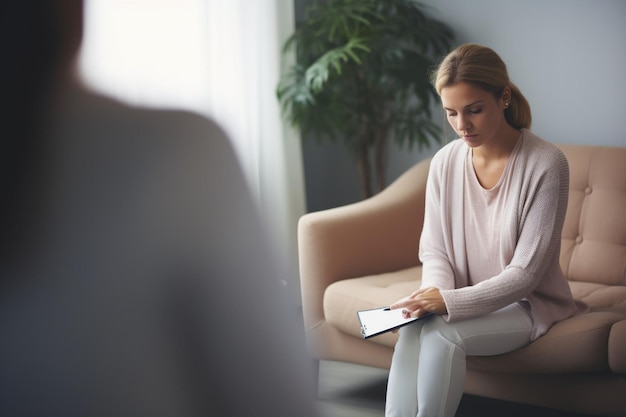 Foto onherkenbare vrouw tijdens counseling bij een geestelijke gezondheidsprofessor