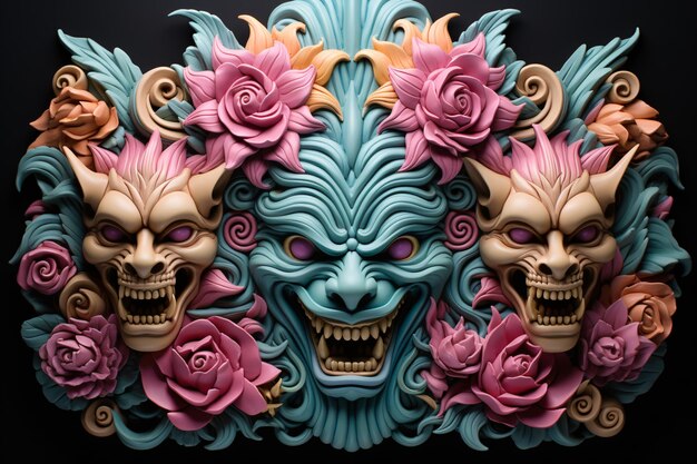 Photo oni mask illustration