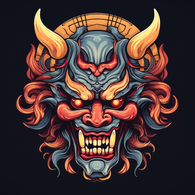 oni vector illustration isolated on black