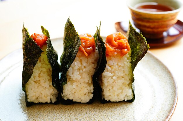 Photo onigiri with umeboshi