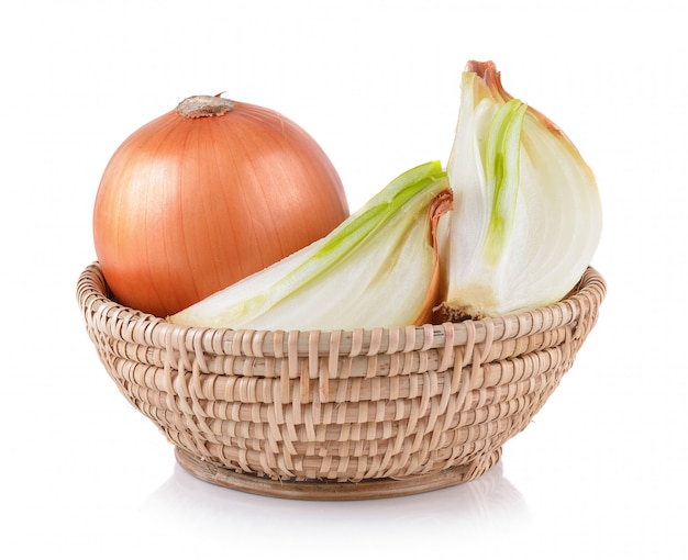 onion in the basket isolated