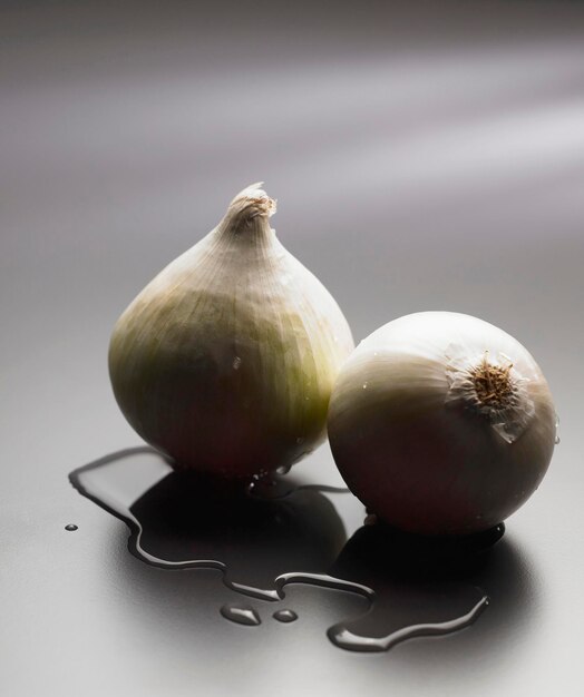 Photo onion on the black background