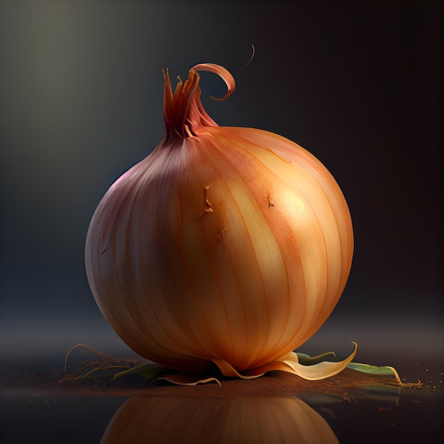 Onion on a dark background 3d rendering 3d illustration