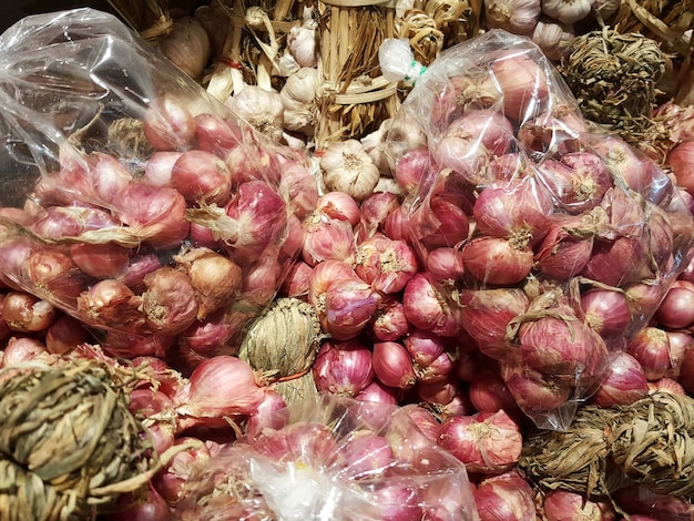 Onion in the market or the supermarket, selective focus.