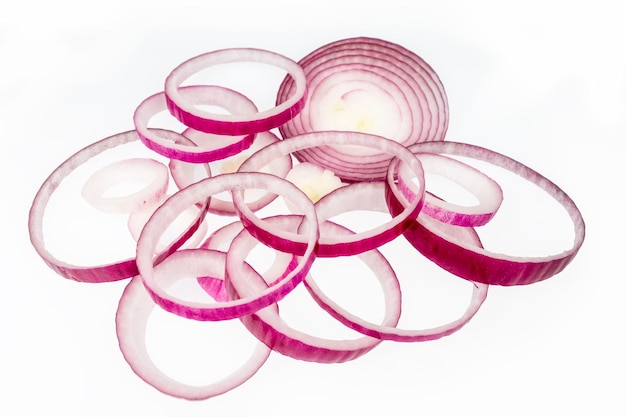 Onion rings isolated on a white background