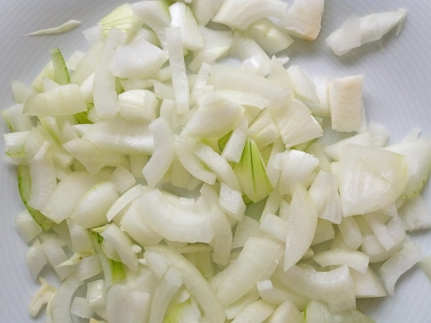 Onion sliced on the plate