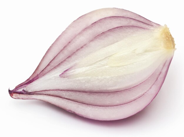 Onion sliced over white background