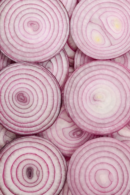 Onion slices as a background. Top view.