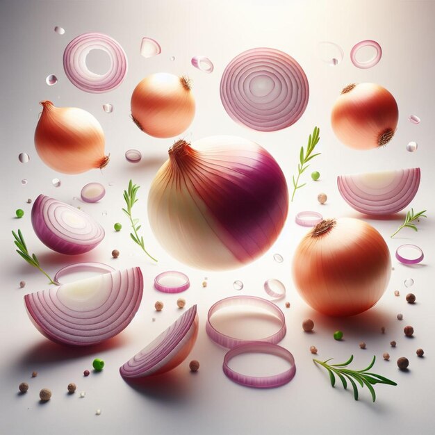 Photo onion slices floating