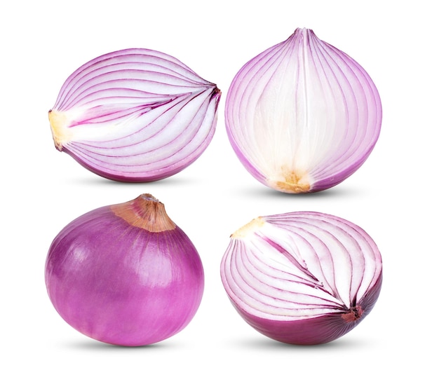 Onion slices isolated on white background