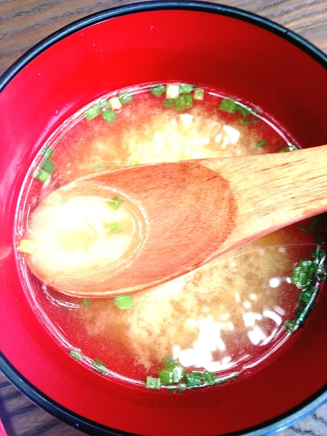 Onion soup in bowl