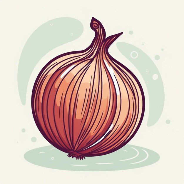 An onion with a blue circle on the bottom.