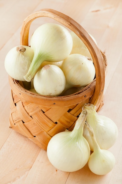 Onions in basket