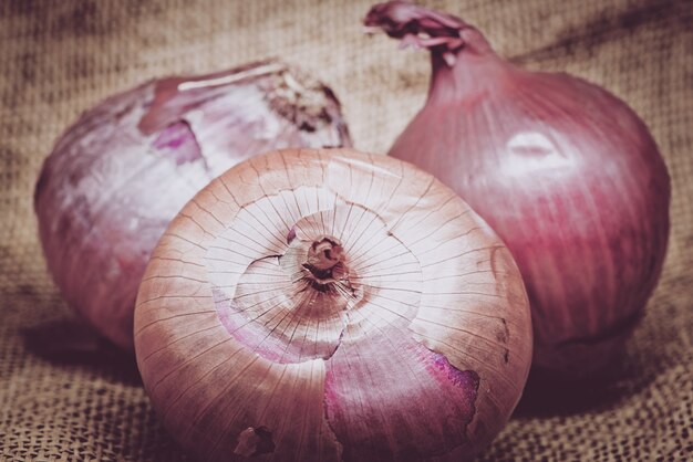 Onions on burlap