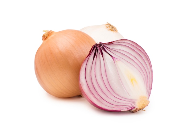 onions on white background