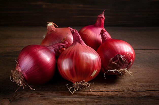 onions on a wooden table