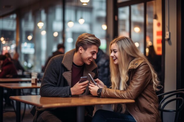 Photo online and alone young cafegoers lost in a sea of smartphones