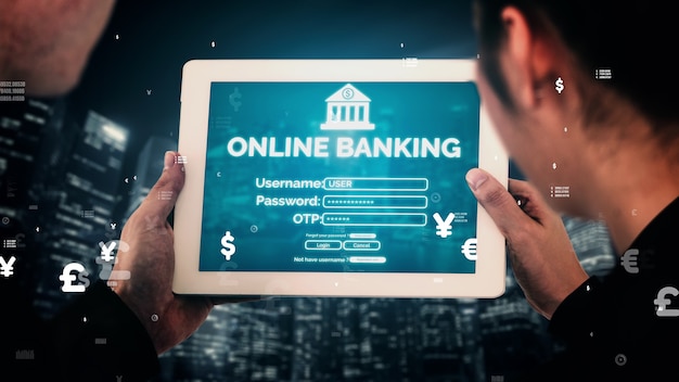 Online bankieren voor conceptuele digitale geldtechnologie