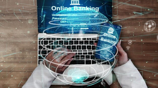 Концептуальная концепция онлайн-банкинга для цифровых денег