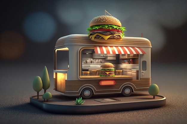 Foto online bezorging van fastfoodrestaurants generatieve ai-illustratie