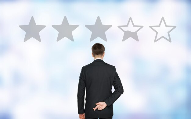 Online business man management rating reputation abstract