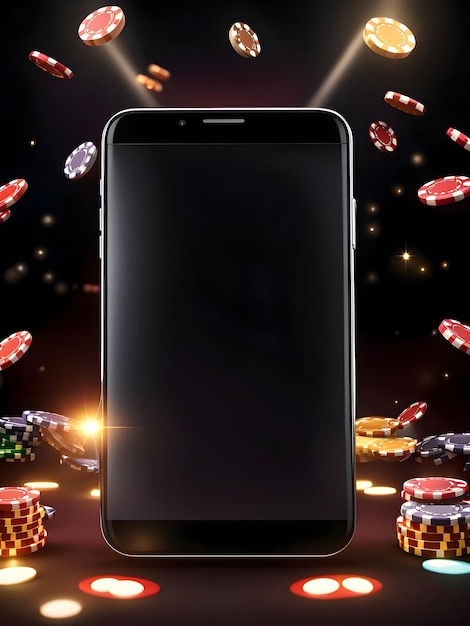 Online casino banner with smartphone and empty screen