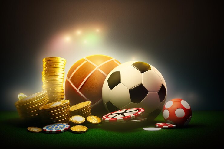 Photo online casino layout concept playing cards dice chips online poker roulette sports betting soccer vegas gambling slot machine creative decorations