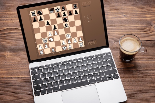 Chess Background. Play Chess Online. Playing Chess with Laptop