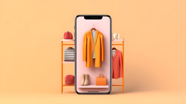 Online clothing store on smartphone device