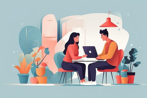 An online consulting in flat illustration design