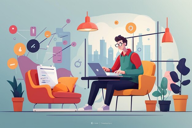 An online consulting in flat illustration design