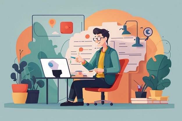 An online consulting in flat illustration design