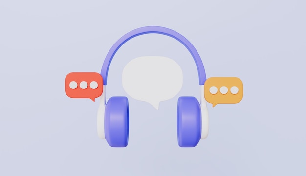 オンラインカスタマーサポート アシスタントとホットラインサービス 音声バブル付きヘッドホン