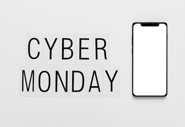 Photo online cyber monday message with phone