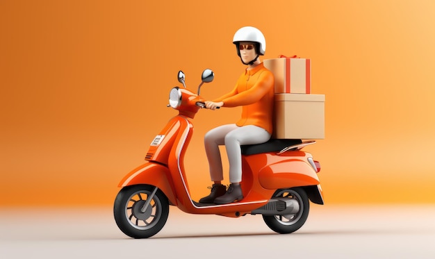 Online Delivery Concept Fast Respond Delivery By Scooter Motorcycle Generative Ai