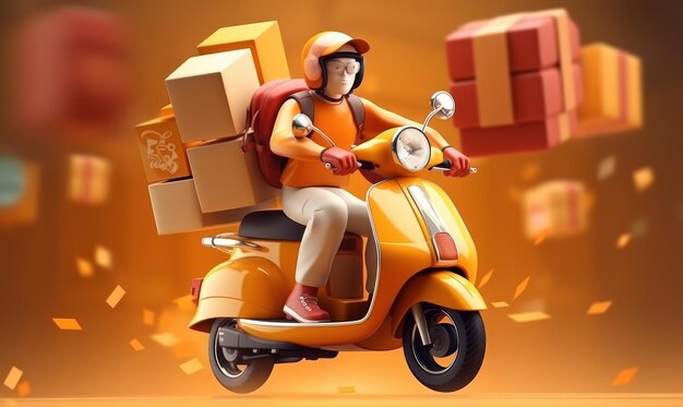 Online Delivery Concept Fast Respond Delivery By Scooter Motorcycle Generative Ai