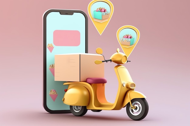 Online delivery service 3D render style AI Generated illustration