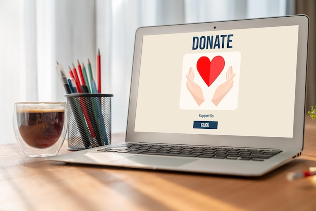 Foto online donatieplatform biedt een modieus systeem voor het verzenden van geld