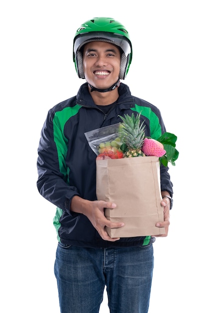 online driver courier carrying groceries