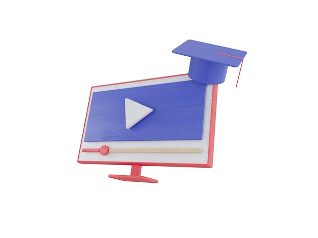 Educazione online 3d illustrazione set di icone ebook lezione online curriculum grigio blu