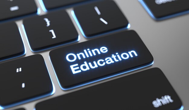 키보드 버튼에 온라인 교육 텍스트입니다. 온라인 교육 개념.