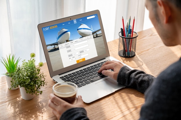 Online flight booking website provide modish reservation system Travel technology concept