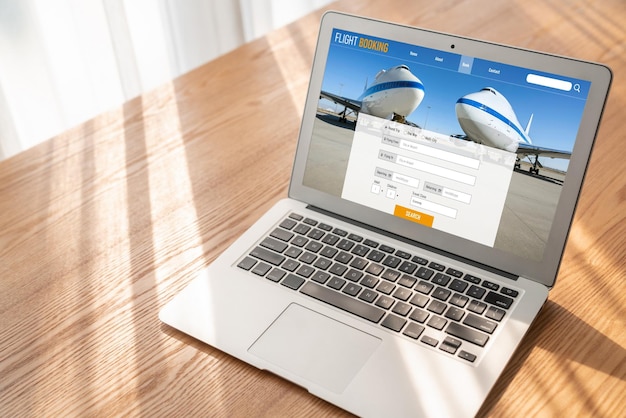 Online flight booking website provide modish reservation system Travel technology concept