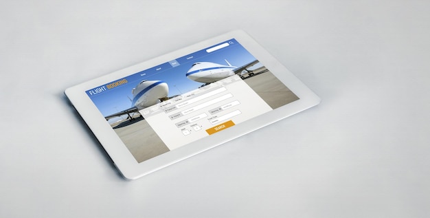 Foto il sito web di prenotazione voli online fornisce un sistema di prenotazione moderno concetto di tecnologia di viaggio