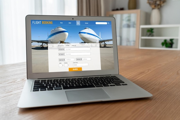 Фото Веб-сайт онлайн-бронирования рейсов предоставляет современную систему бронирования концепция туристических технологий