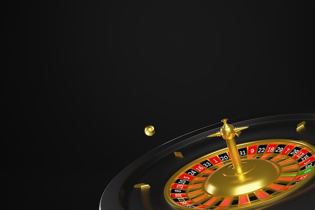 online gambling, black background with  space,roulette    3d rendering.